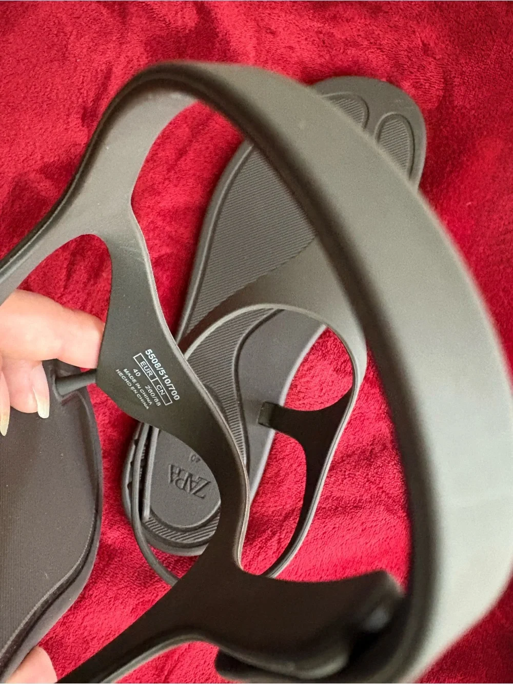 ZARA Rubberized Flat Sandals Size 40 US 9 - Picture 7 of 8